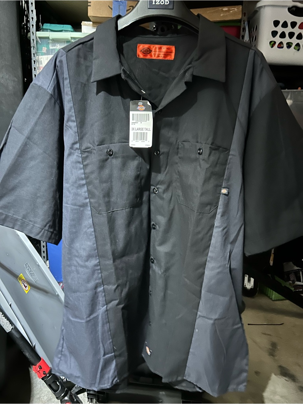 NWT Dickies Men’s 3XLT Black Charcoal Color Block Short Sleeve Work Shirt